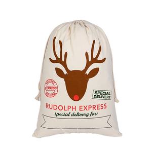 Sacs de Noël en toile de coton avec cordon de serrage, sacs à cadeaux pour décorations de Noël - Product Image 1