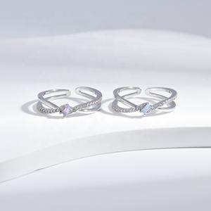 Anillo de plata de ley 925 con ópalo y cruz, estilo minimalista para mujer, novedoso, fino, apilable, chapado en oro, con diseño de mariposa, precio de fábrica. - Product Image 5