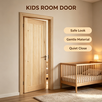 Modern Minimalist Unfinished Solid Pine Timber Door Plain Solid Wood Slab Sound Insulation for Self-built House Interior Use