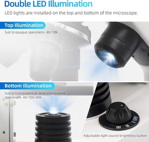 Kit de <span class=keywords><strong>Microscopio</strong></span> Monocular Compuesto SWIFT para Adultos, Estudiantes y Principiantes, 80X-2000X STEM, Cuerpo Totalmente Metálico, Fuente de Luz LED, con Estuche de Transporte - Product Image 5
