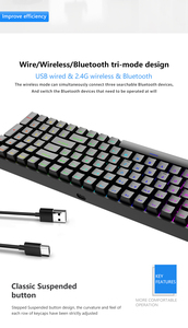 OUSAID DK100 RGB无线机械键盘DIY游戏键盘PBT ABS键帽红色开关 - Product Image 3