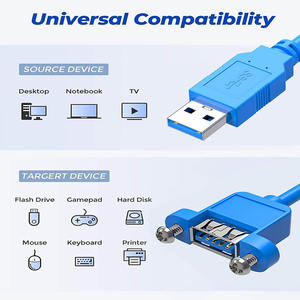 Extensión de oreja <span class=keywords><strong>Usb</strong></span> alargada Usb3.0 de alta velocidad, cabeza expuesta macho a hembra con orificio de tornillo, <span class=keywords><strong>Cable</strong></span> DE DATOS DE Panel abultado para cámara - Product Image 2