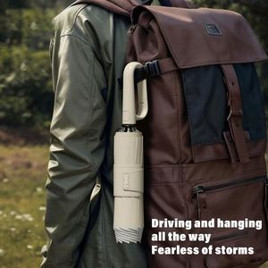 Parapluies inversés automatiques pliables en trois sections avec bordure réfléchissante, promotionnels et économiques, pour sac à dos, vente en gros - Product Image 3