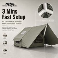 Tente Gonflable Portable de Luxe 6+6.6m avec Auvent Plat Vert + Tente Gonflable en PVC Imperméable Quatre Saisons Double Couche Deux Chambres Salon