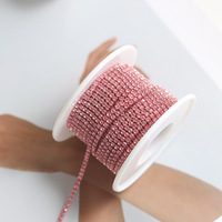 Chaîne de strass à coudre YWJC Crystal SS6 SS8, accessoires pour tissus, décoration colorée pour nail art, chaîne de strass en verre