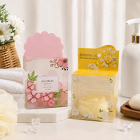 Boîte d'emballage personnalisée transparente en PET pour savon cosmétique, écologique, recyclable, imprimée, à suspendre, pour cadeau, présentoir de beauté pour la vente au détail