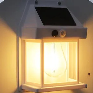 Lumière chaude solaire extérieure fil de tungstène applique cour corps humain induction jardin villa petite lampe de nuit