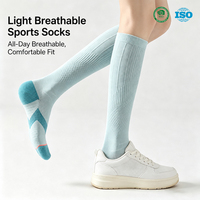 Chaussettes de compression montantes pour femmes, amincissantes, en nylon éponge, respirantes, anti-humidité, anti-odeur, à bout sans couture, pour la course à pied