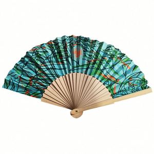 พัดกระดาษไม้พับได้สไตล์วินเทจสีสันสดใสสำหรับผู้หญิง ทำเองได้ - Product Image 3