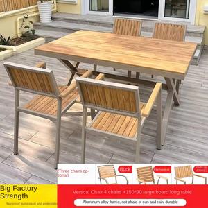 Moderno Durable al aire libre muebles <span class=keywords><strong>de</strong></span> Metal conjunto impermeable <span class=keywords><strong>de</strong></span> madera <span class=keywords><strong>de</strong></span> plástico <span class=keywords><strong>Mesas</strong></span> Sillas protección solar <span class=keywords><strong>terraza</strong></span> balcón Villa jardín - Product Image 6