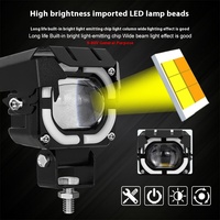 Foco LED recto bicolor brillante para motocicletas, con carcasa de aluminio completa y accesorio frontal integrado de acero pequeño tipo pistola