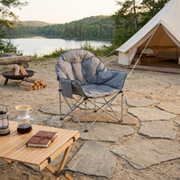 Chaise de camping pliante Moon Chair, rembourrée et matelassée, avec structure en acier, capacité 150 kg, poche latérale, légère et portable pour le parc