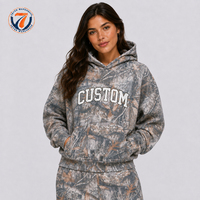 Ensemble de sweat-shirts décontractés pour femmes, imprimé camouflage personnalisé, en molleton de coton, avec broderie, col montant oversize, style streetwear