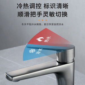 Grifo de Lavabo Gris Acero, Monomando, Válvula de Cerámica Termostática, para Uso en Hoteles y Hogares - Product Image 1