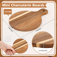 Planches à charcuterie rondes en bois de 7x5 pouces, fournitures en gros pour faveurs de mariage, mini planches à découper en acacia portables et gravables pour fromage
