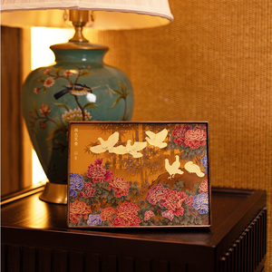 Peony Dove Ensemble <span class=keywords><strong>de</strong></span> <span class=keywords><strong>peinture</strong></span> chinoise personnalisable <span class=keywords><strong>en</strong></span> métal et bambou, artisanat d'art <span class=keywords><strong>de</strong></span> bureau, pour enseignant et dirigeant, symbole <span class=keywords><strong>de</strong></span> paix et <span class=keywords><strong>de</strong></span> réussite - Product Image 3
