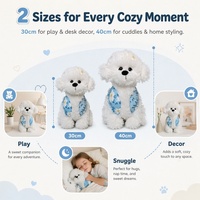 Peluche réaliste Bichon, jouet en peluche doux, rembourré en coton PP, avec écharpe à imprimé floral, différentes tailles, cadeau douillet pour enfants