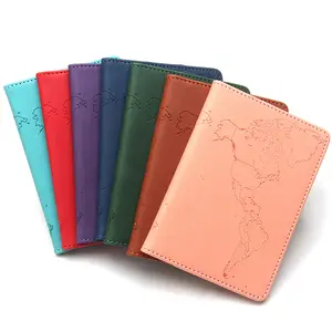 Cartera de viaje de cuero PU para hombre y mujer, funda para pasaporte de colores de relleno DIY