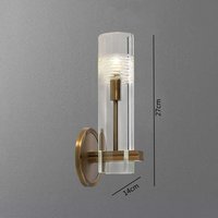 Lampu Dinding Tembaga Kuningan Mewah Minimalis Gaya Amerika dengan Kaca untuk Ruang Tamu, Lampu Samping Tempat Tidur