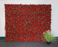 Backdrop Dinding Bunga Tropis Buatan Warna Merah Pagi 3m Grosir untuk Thanksgiving untuk Dekorasi Perayaan