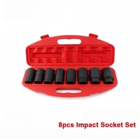 Juego de 8 Llaves de Impacto para Reparación de Automóviles con Estuche de Almacenamiento, Accesorio de 3/4 Pulgadas