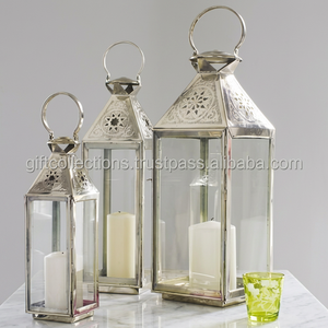 Aluminium Antique Glass Handmade <b>Tea</b> <b>Light</b> Candle Holders Vintage Decorative <b>Lanterns</b> Home Decor Ornamental for Weddings Gardens - Product Image 2