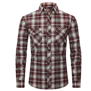 High Quality Wholesale Comfortable Plaid Polyester Cotton Long Sleeve Casual <strong>Fleece</strong> Men Flannel <strong>Shirt</strong> - Product Image 1