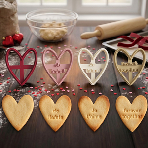 4 Cortadores de <span class=keywords><strong>Galletas</strong></span> de Corazón de Plástico con Sellos de Frases de Amor, Molde 3D para <span class=keywords><strong>Galletas</strong></span> de San Valentín para Hornear y Decorar Pasteles con Fondant - Product Image 1