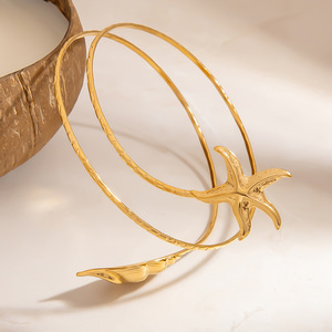 สร้อยข้อมือสแตนเลสสตีล ดีไซน์ปลาดาวและเปลือกหอย เครื่องประดับชายหาด แฟชั่นสำหรับผู้หญิง - Product Image 2