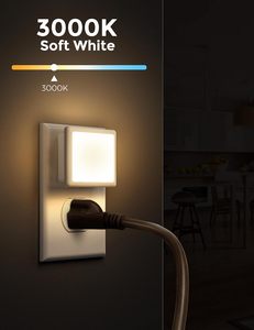 Luz Nocturna Cuadrada Ultrafina Moderna, LED de Pared con Enchufe EU/US/UK, Sensor de Luz de Anochecer a Amanecer y Luz Ámbar - Product Image 4