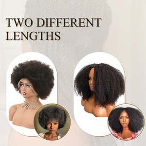 Parrucche in <span class=keywords><strong>Capelli</strong></span> Umani Naturali Originea, Colore Nero, Corto Afro Riccio, 100% Brasiliano, con Frontale in Pizzo Trasparente per Donne di Colore - Product Image 3