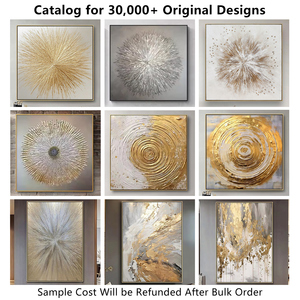 Golden Ring Impasto <strong>Abstract</strong> Painting Handmade Textured Still Life Circle Canvas Art for Modern Living Room Bedroom Wall Decor - Product Image 4
