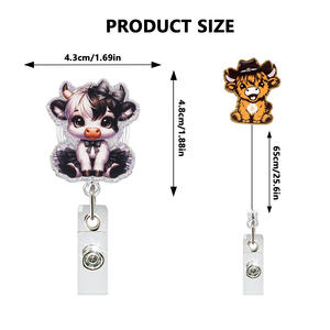 Design personalizado Mix Animal Retrátil ID Badge Reel Bonito Estilo Adorável Vaca Cavalo Enfermeira Acrílico Charme Badge Holder - Product Image 2