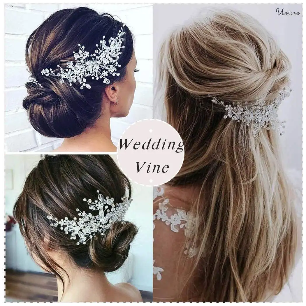 Bridal Crystal headband hair accessories Handmade flower wedding vine headpiece