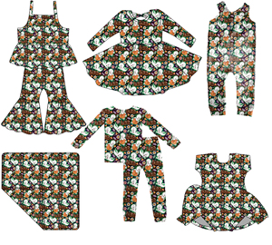 Tutina per Neonati, <span class=keywords><strong>Pigiama</strong></span> in Bambù con Personaggi, Camicia per Bambine, Vestito di Halloween, Pantaloni a Zampa, Set di Abbigliamento per Bambini - Product Image 1
