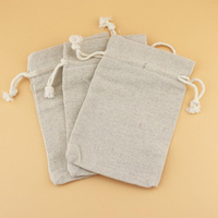 50 pièces sacs à cordon en lin pochettes à bijoux cosmétique/stockage/mariage/emballage/cadeau/boucles d'oreilles/sac à perles Logo imprimé couleur naturelle