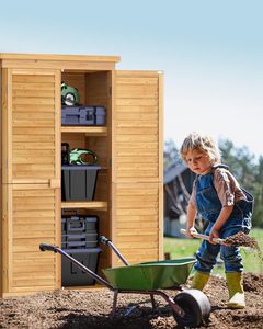 Abri de jardin extérieur à double porte, verrouillable, étanche, en bois de <span class=keywords><strong>sapin</strong></span>, avec <span class=keywords><strong>3</strong></span> étagères réglables pour l'organisation du jardin et de la cour. - Product Image 5