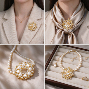 Colección de broches de perlas de aleación de zinc personalizados, estilos clásicos de flores, corazones, lazos y redondos para mujer, uso diario, fiestas, bodas, regalo, OEM, ODM - Product Image 4