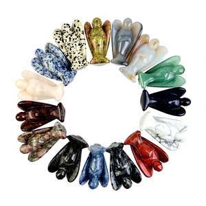 Décorations en cristal en gros, artisanat de sculpture, quartz rose, <span class=keywords><strong>aventurine</strong></span>, obsidienne, jaspe, multi-matériaux, ange pour collection - Product Image 3