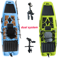 Kayak monoplace 10,5 pieds 3-en-1 avec aileron, pédale et moteur électrique, pour la pêche, en HDPE, certifié CE