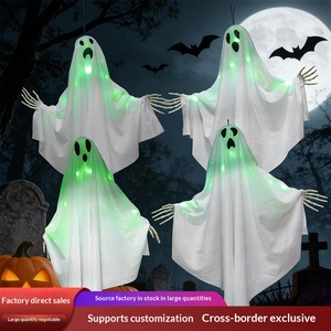 Fantasma Luminoso de Halloween y Pascua, Pequeño, Colgante, con Luz Verde, Multiexpresión, Decoración para Exteriores, Patio, Parque de Atracciones - Product Image 2