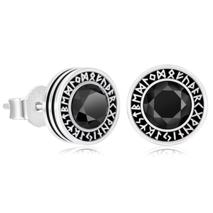 Pendientes de Plata de Ley S925 con Baño de Rodio y Circonitas Cúbicas Estilo Punk Negro para Hombre, Ideales para Ropa Urbana y Discotecas - Product Image 1