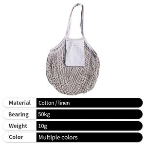 Sacs en filet de pêche recyclé en gros, pliables, personnalisés, en coton biologique et lin, pour fruits et légumes, durables, promotionnels - Product Image 3