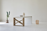 Meubles de Boutique, meubles de maison, table à manger en béton blanc, ensemble de table à manger 8 places en bois, ensemble de salle à manger