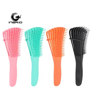 Hair Brush Manufacturer Custom Logo Plastic Handle Women Black Afro Detangling Hair Brush