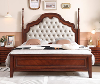Lit de Roi Classique en Bois Massif Sculpté pour Villa et Mobilier de Chambre Antique GSA23-GSA25