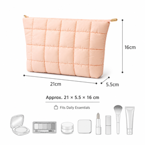 Sacs cosmétiques matelassés en nylon personnalisables avec logo, prêts à être expédiés, légers, motif losanges, organiseurs de <span class=keywords><strong>maquillage</strong></span>, pochettes de voyage avec fermeture éclair - Product Image 3