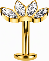 ASTM F136 flottant titane Marquise Zircon clouté fleur sans fil Push In corps Piercing bijoux nombril anneau pour les femmes