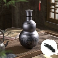 Bouteille d'eau isolée en acier inoxydable en forme de gourde mythe noire MM Thermos de sport avec sangle et corde pour cadeau spécial