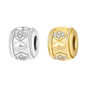 Original high-end DIY <b>bracelet</b> jewelry with copper rhombus-shaped silver and gold <b>beads</b>, fashionable pendant for women - Product Image 1